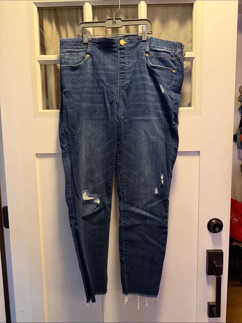 Liverpool Dark Blue Cropped Distressed Jeans